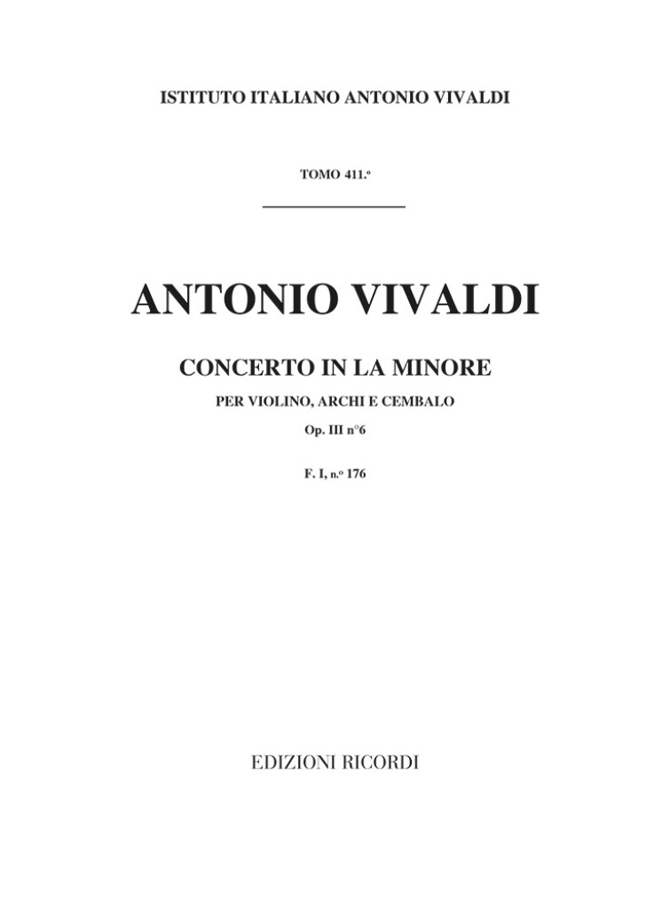 Concerto In La Min. Op. III N. 6 RV 356